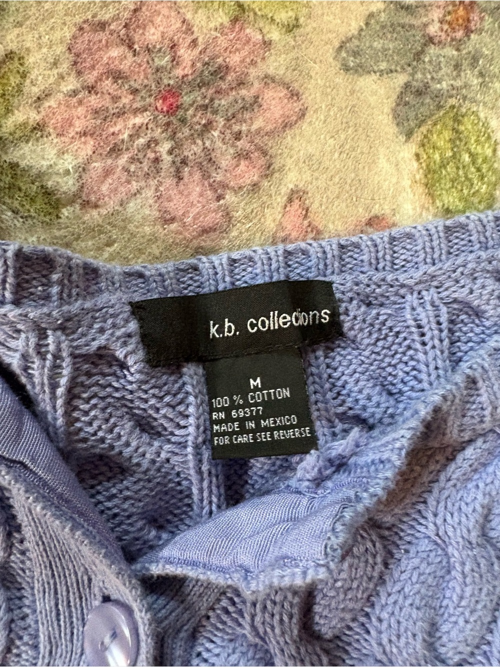 Blue Cable Knit Button-Front Cardigan - Picture 2 of 2